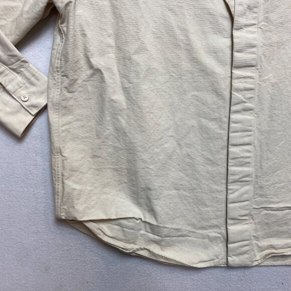 Zara Shirt Mens L Beige Long Sleeve Canvas Button Up - Picture 4 of 11